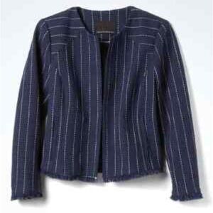 Women's Navy blue Striped  boucle Jacket
